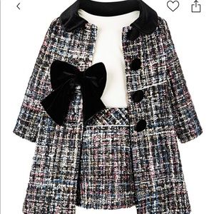 Baby girls 2 piece tweed coat set